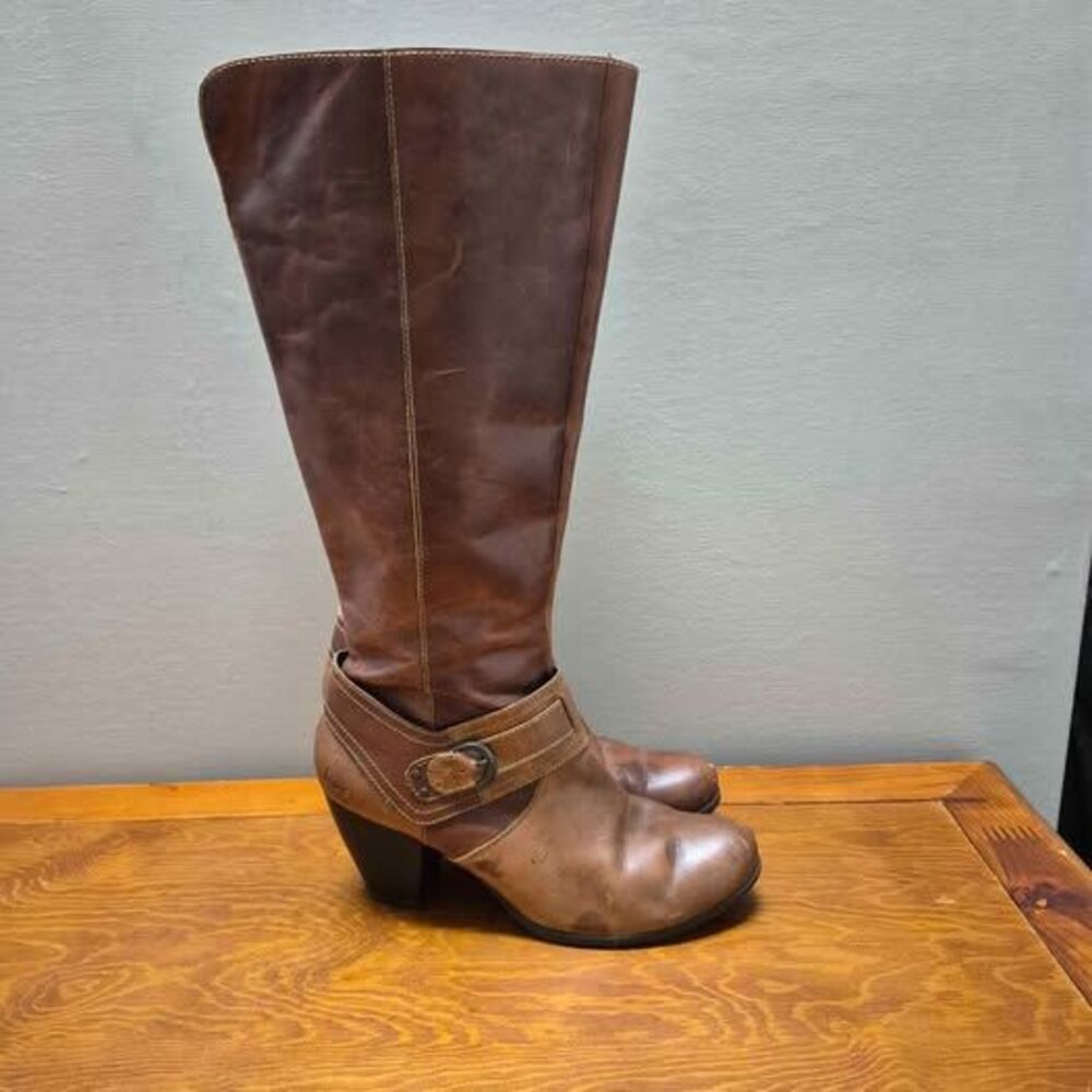 b.o.c Born Concept Brown Leather Tall Harness Riding Boots Size 10 M